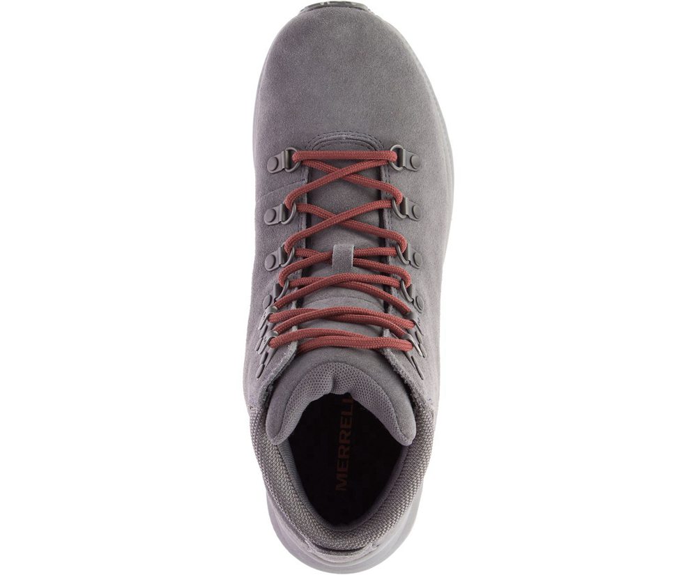 Merrell Hiking Boots Grey - Ontario Suede Mid - Mens 80UFYHDAE